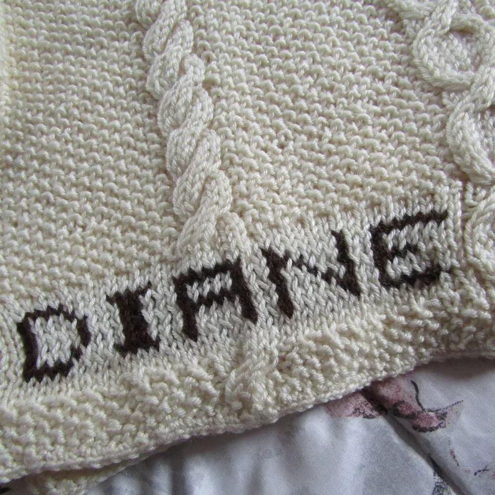 Handmade Knit Crocheted DIANE Throw Personalized